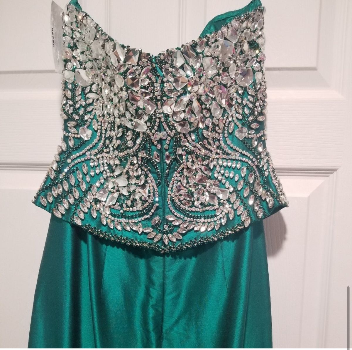 Sherri Hill Size 6 Satin Emerald Green Mermaid Dress on Queenly