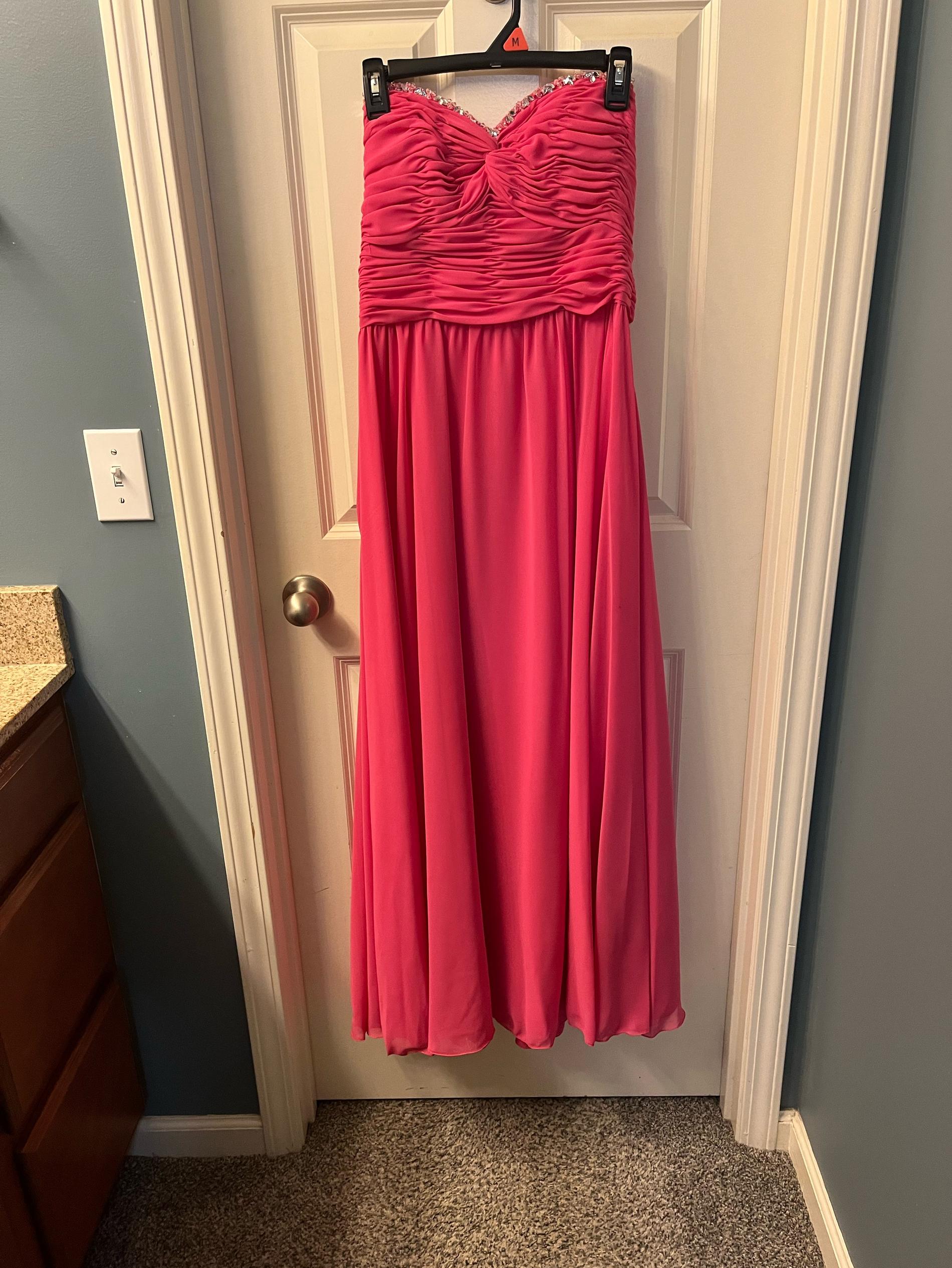 Size 14 Prom Sequined Pink Floor Length Maxi on Queenly