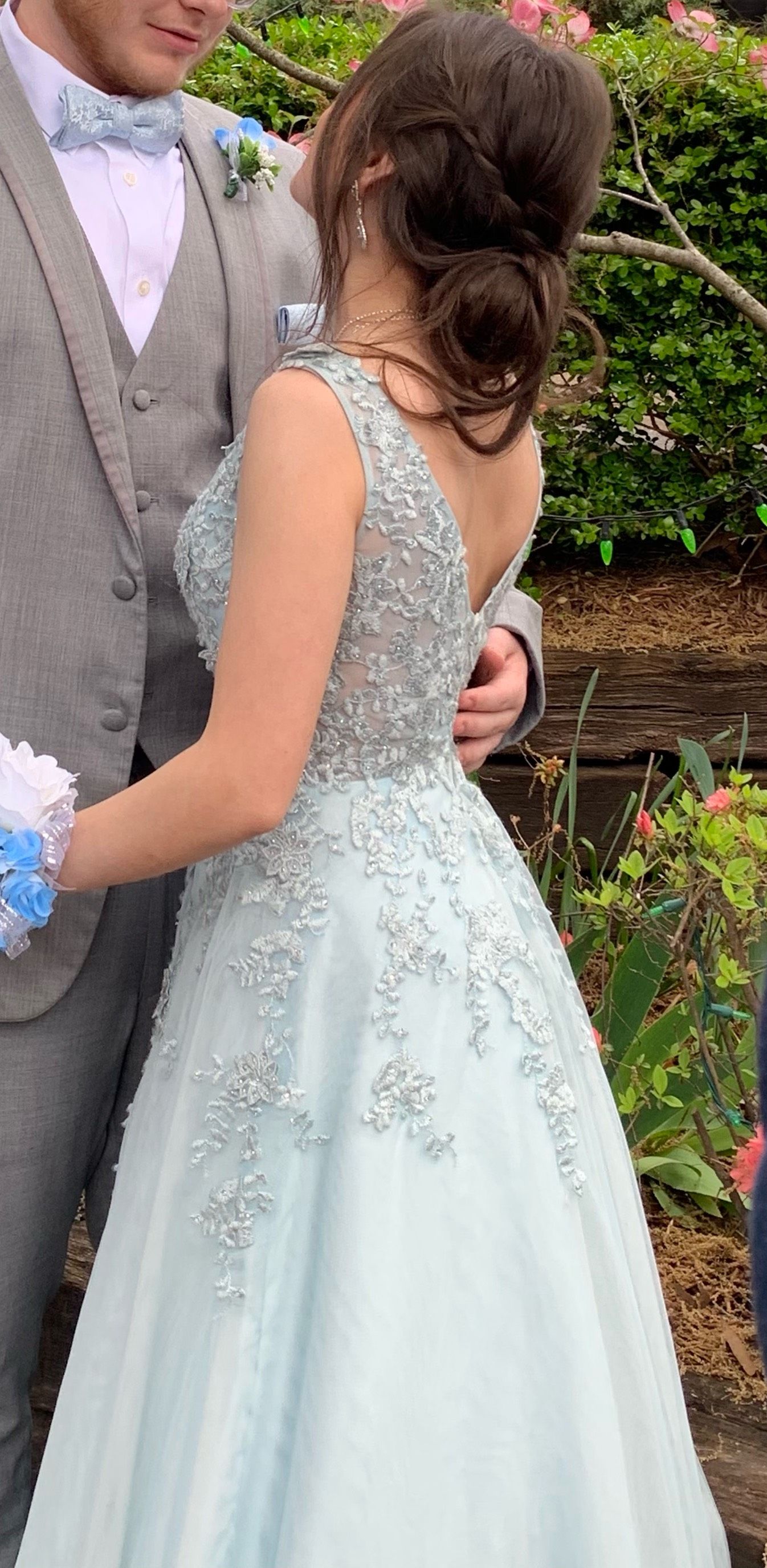 David's Bridal Size 0 Prom Light Blue Ball Gown on Queenly