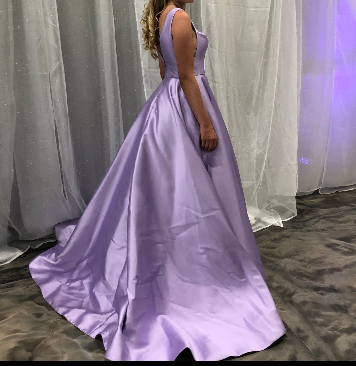 Sherri Hill Size 8 Prom Sheer Purple Dress With Train on Queenly