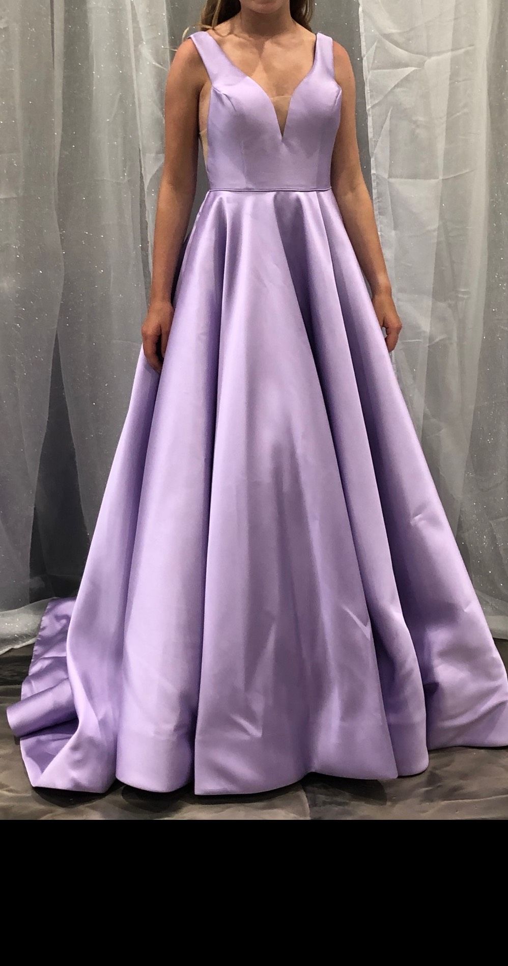 Sherri Hill Size 8 Prom Sheer Purple Dress With Train on Queenly