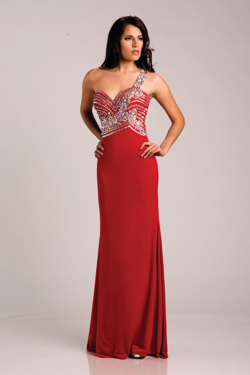 Style 15210 Envious Couture Size 00 Prom One Shoulder Red Floor Length Maxi on Queenly