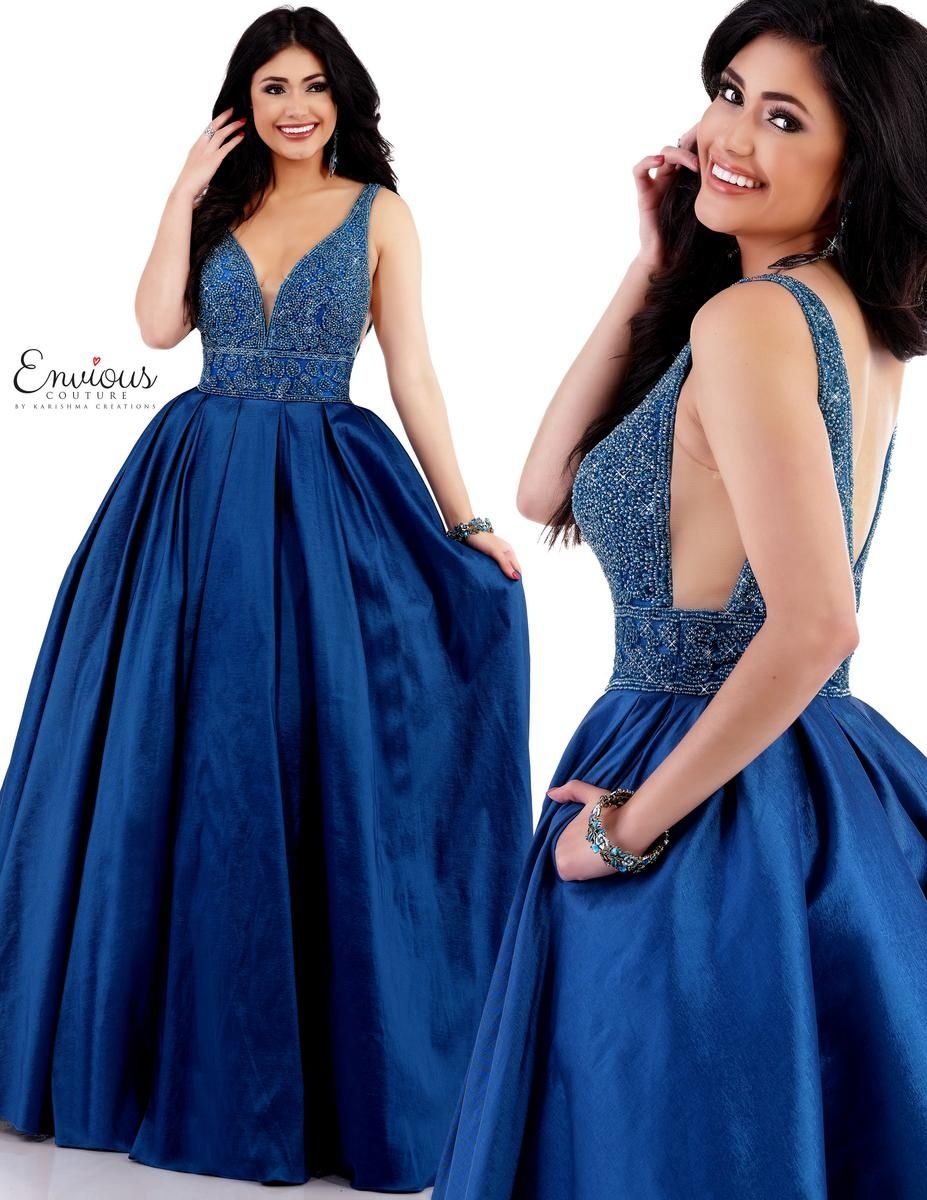 Style E1737 Envious Couture Plus Size 28 Prom Sequined Royal Blue Ball Gown on Queenly