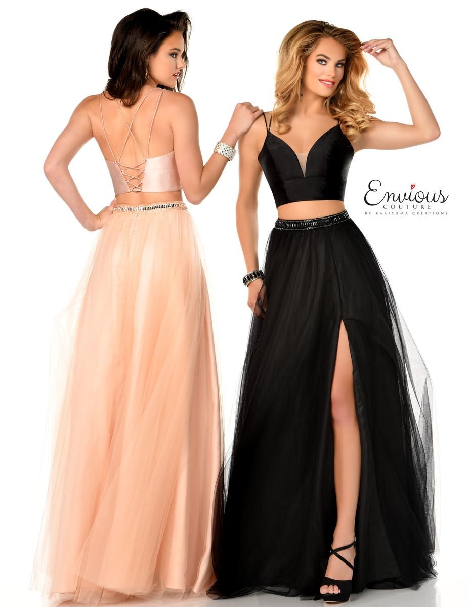 Style E1040 Envious Couture Size 00 Prom Sequined Black Side Slit Dress on Queenly