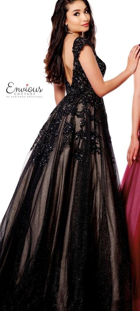 Style E1745 Envious Couture Size 6 Prom Black Ball Gown on Queenly
