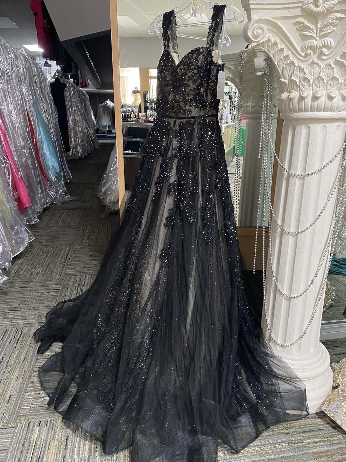 Style E1745 Envious Couture Size 6 Prom Black Ball Gown on Queenly