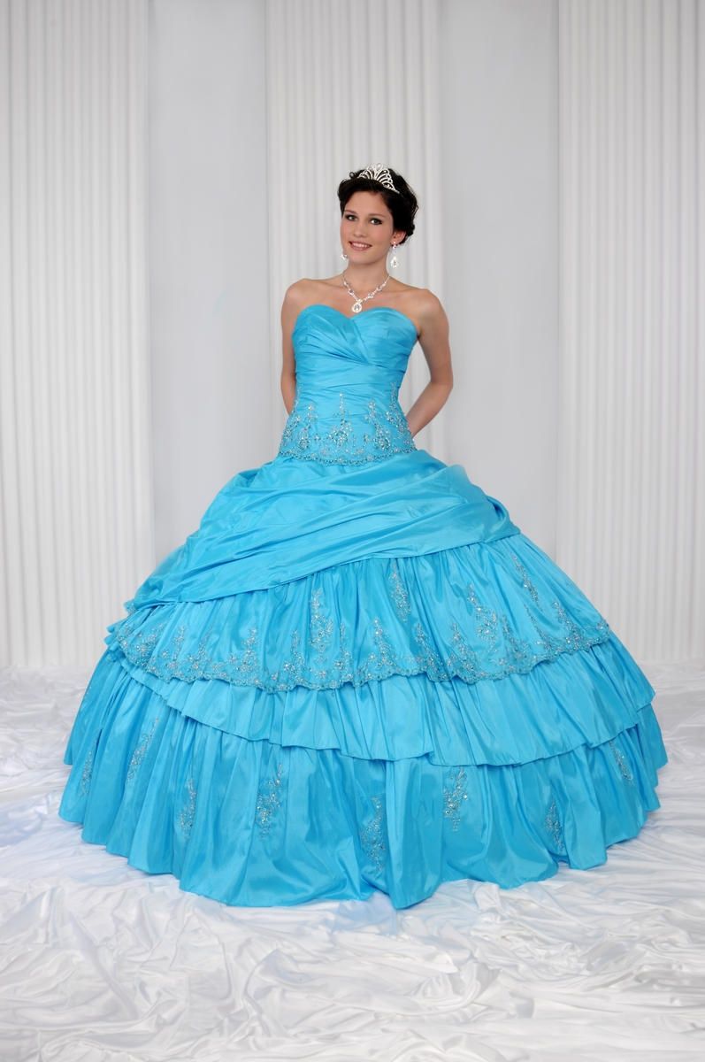 Style 2040 Envious Couture Size 6 Pageant Turquoise Blue Ball Gown on Queenly