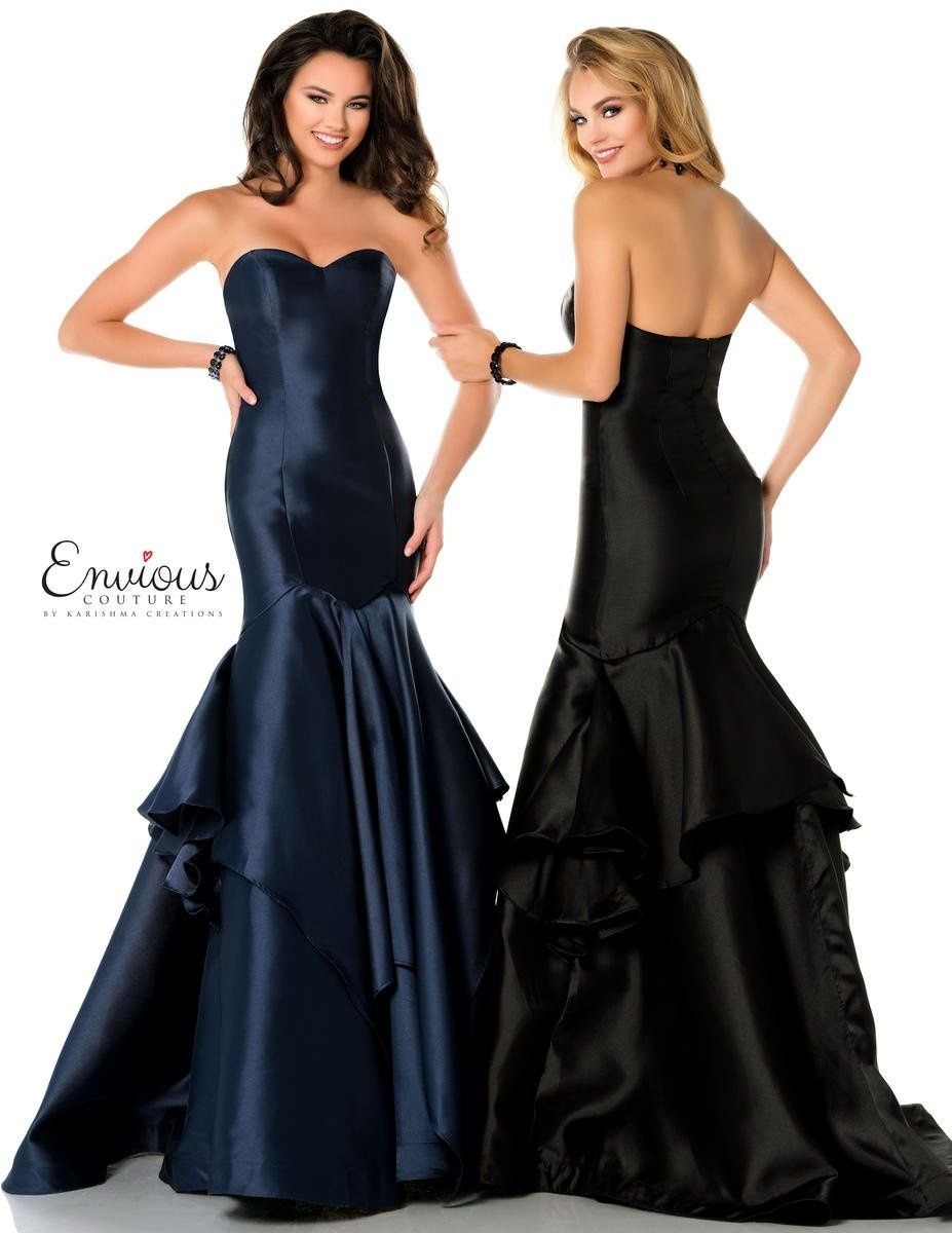 Style E1260 Envious Couture Size 10 Prom Satin Navy Blue Mermaid Dress on Queenly