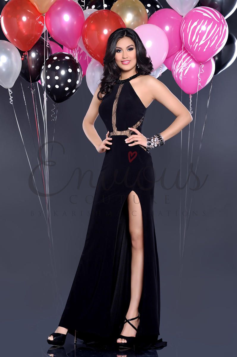 Style 17036 Envious Couture Size 2 Prom Sheer Black Side Slit Dress on Queenly