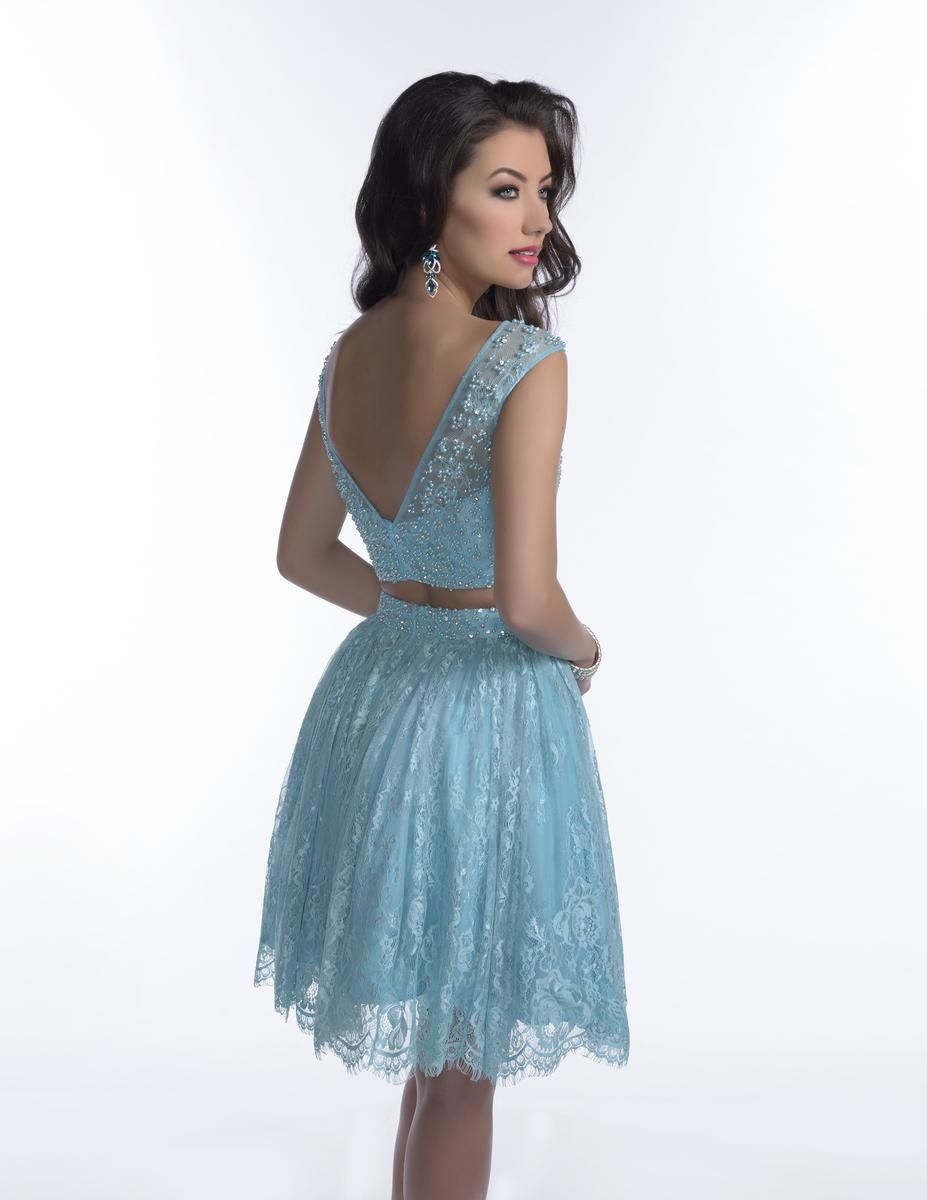 Style 16015 Envious Couture Size 14 Homecoming Lace Light Blue Cocktail Dress on Queenly