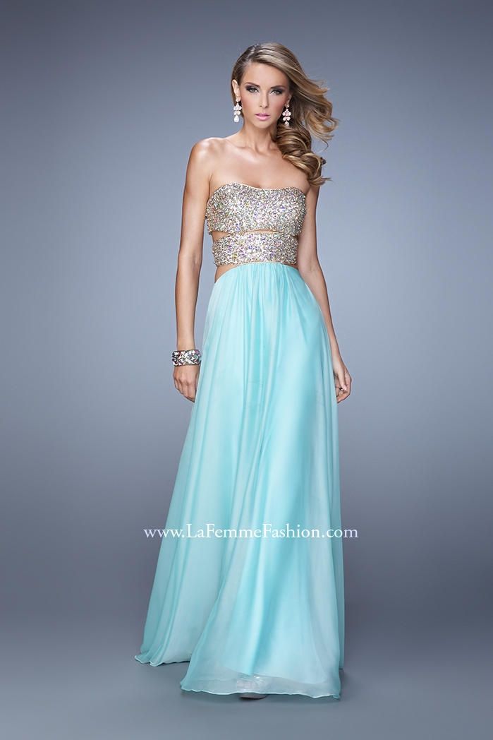 Style 20904 La Femme Size 00 Sequined Green A-line Dress on Queenly