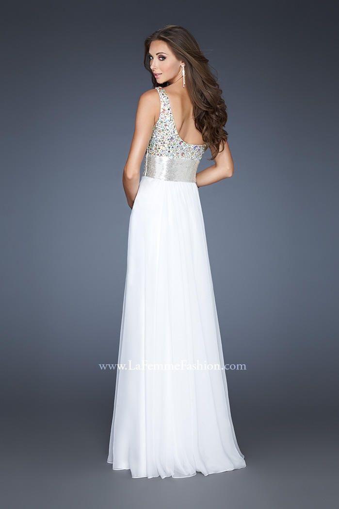 Style 18754 La Femme Size 4 Sequined White Floor Length Maxi on Queenly