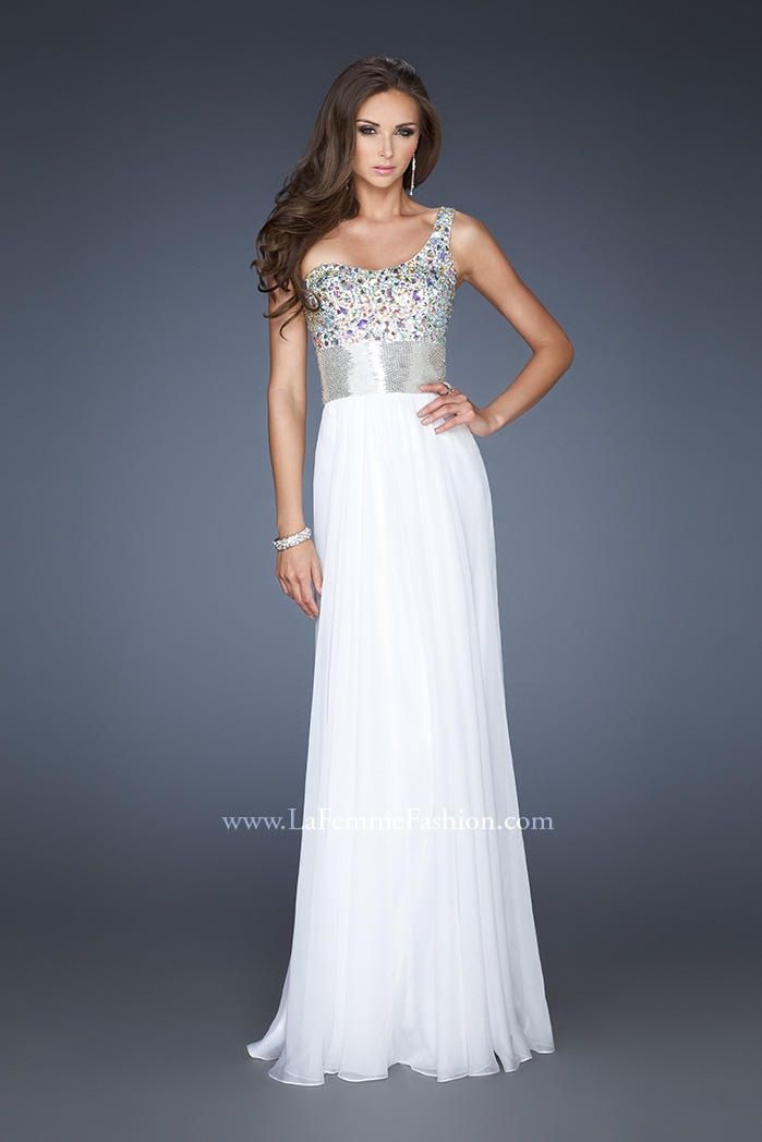 Style 18754 La Femme Size 4 Sequined White Floor Length Maxi on Queenly