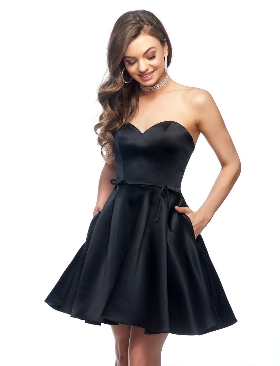 Style 984904 Lucci Lu Size 6 Satin Black Cocktail Dress on Queenly
