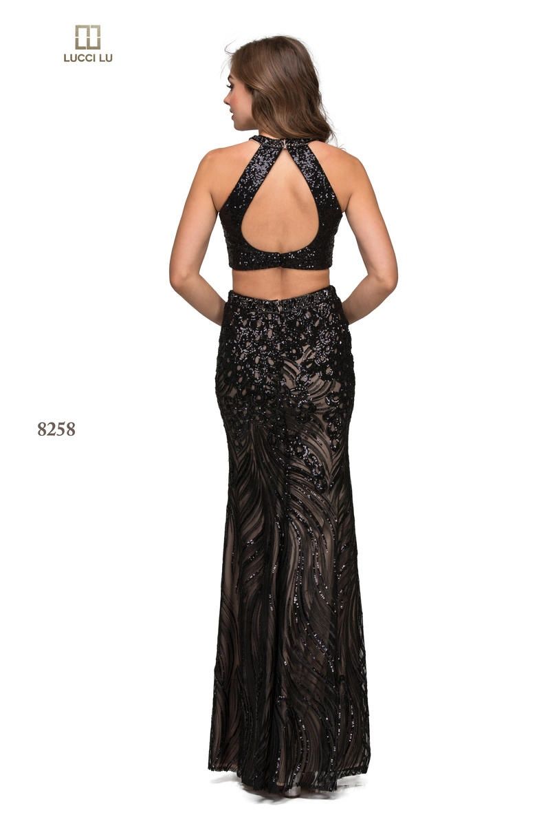 Style 8258 Lucci Lu Size 2 Prom Sequined Black Mermaid Dress on Queenly