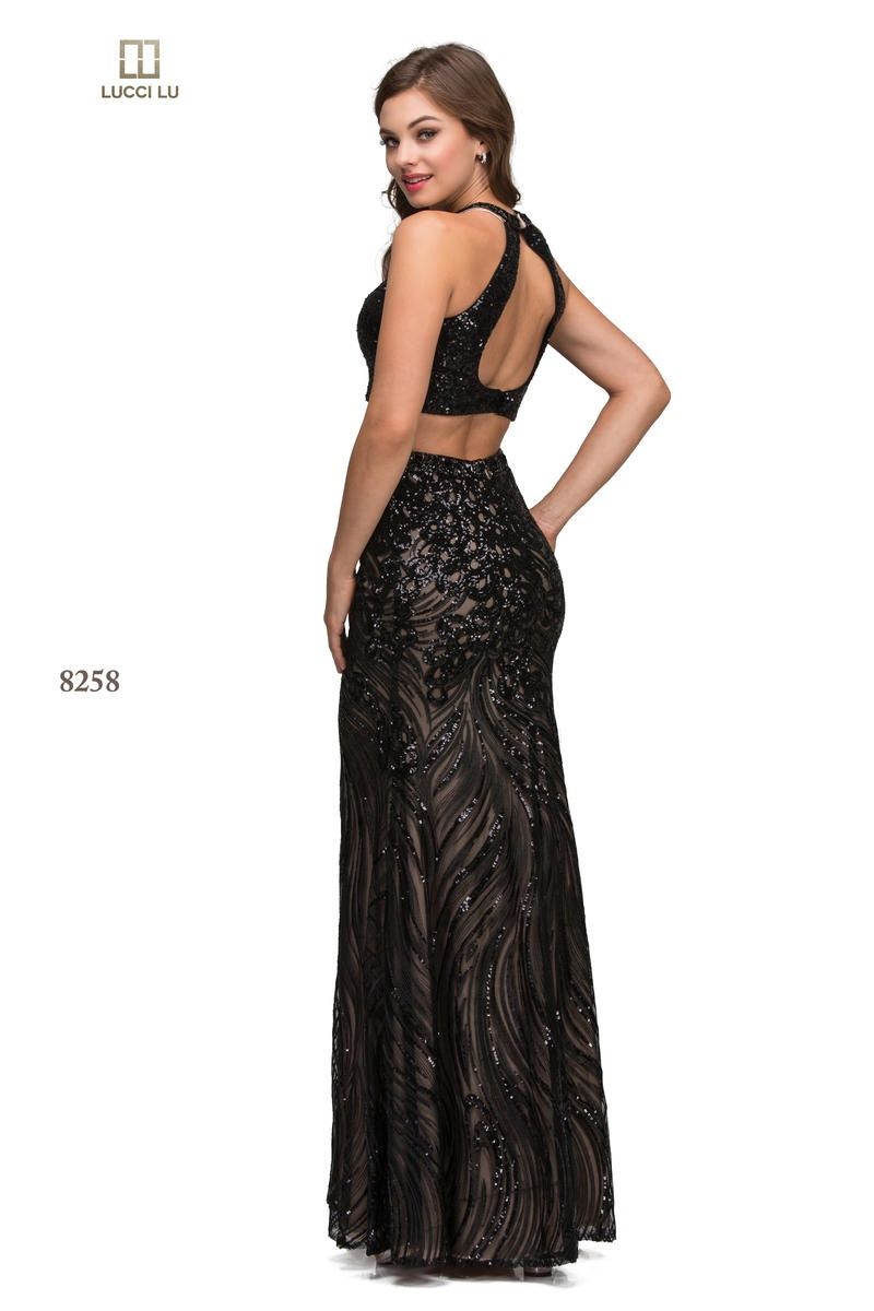 Style 8258 Lucci Lu Size 2 Prom Sequined Black Mermaid Dress on Queenly