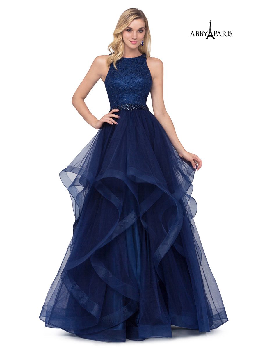 Style 981018 Lucci Lu Size 6 Navy Blue Ball Gown on Queenly