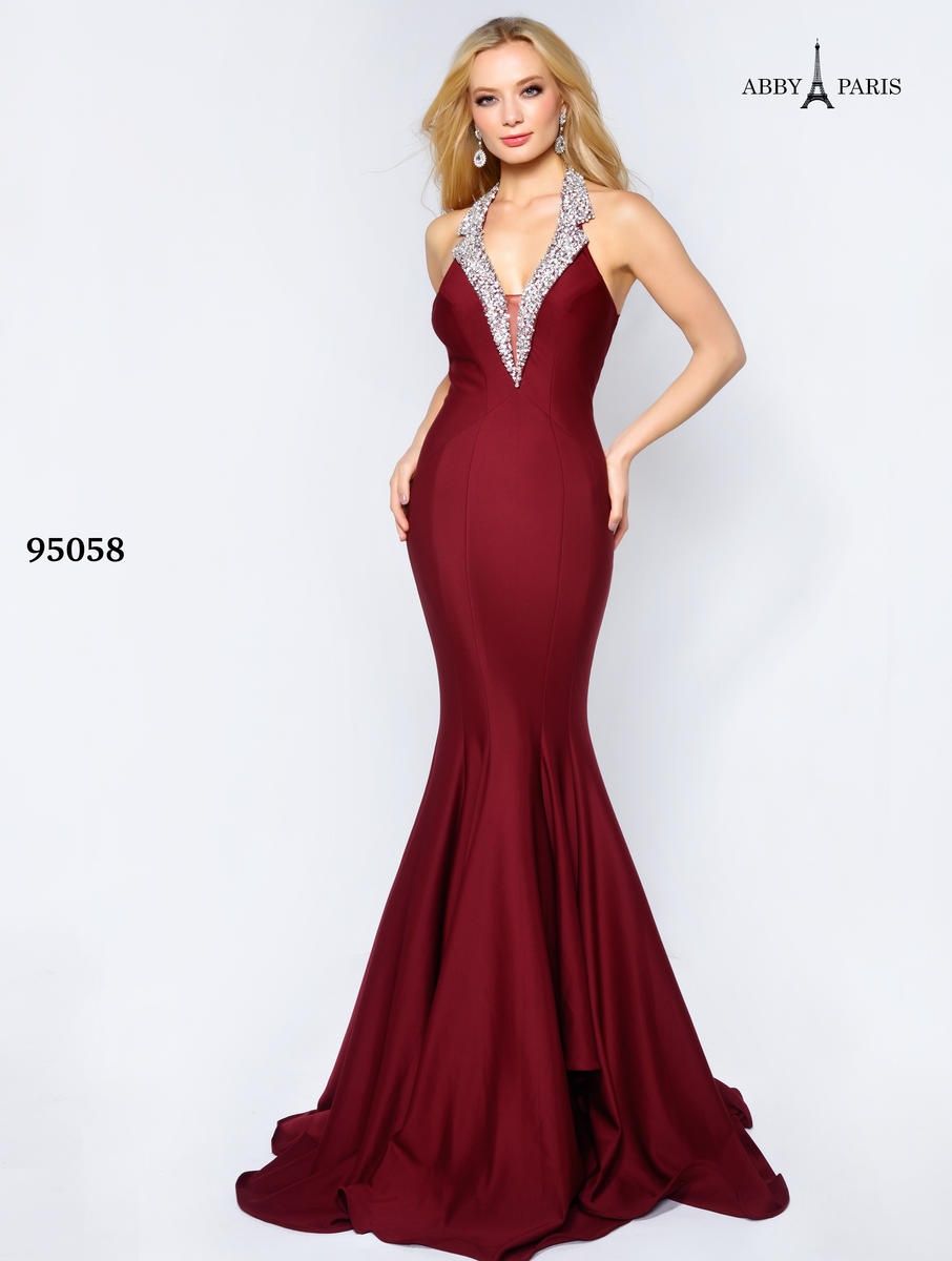 Style 95058 Lucci Lu Size 4 Prom Sequined Burgundy Red Mermaid Dress on Queenly