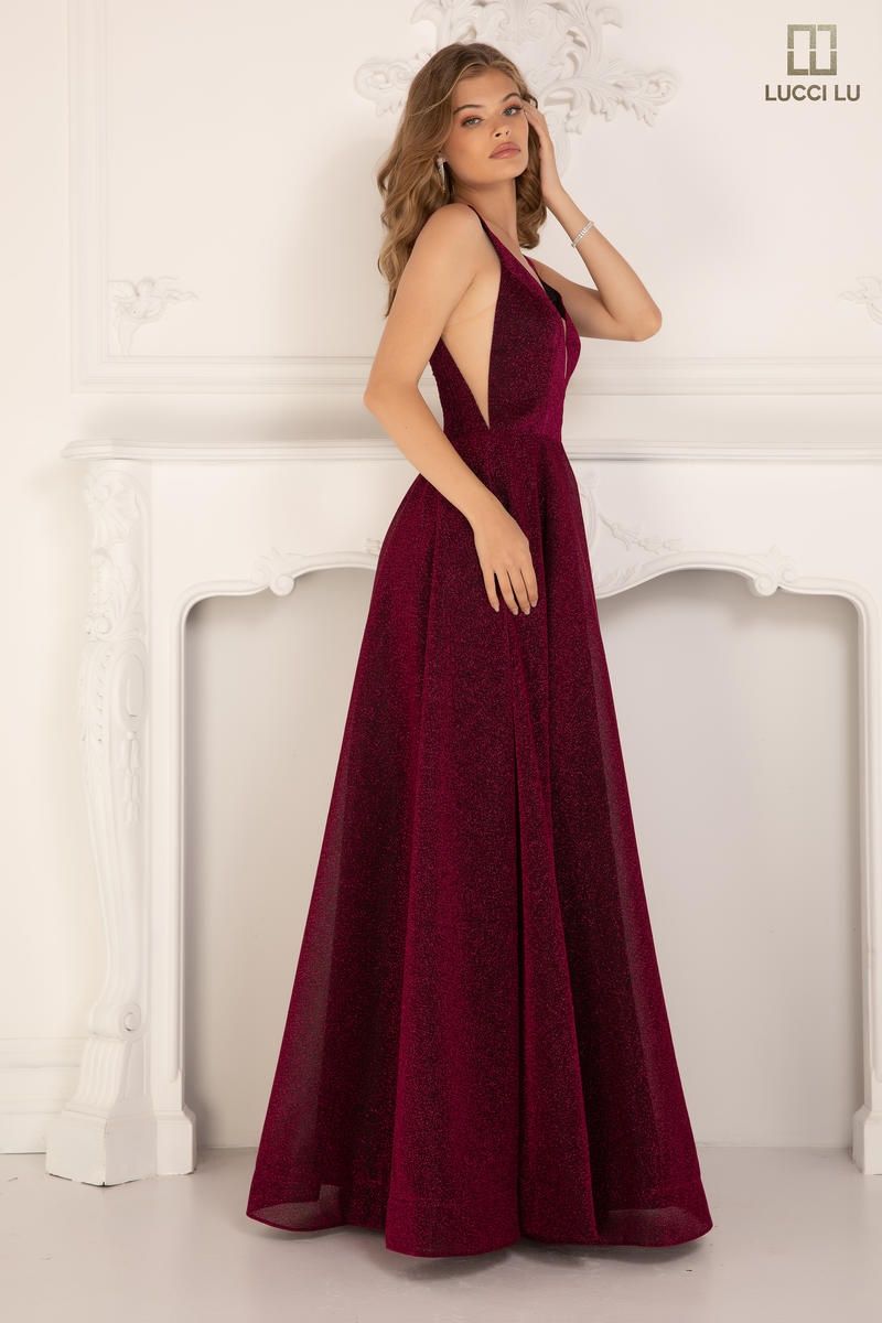 Style 1163 Lucci Lu Size 14 Burgundy Red A-line Dress on Queenly