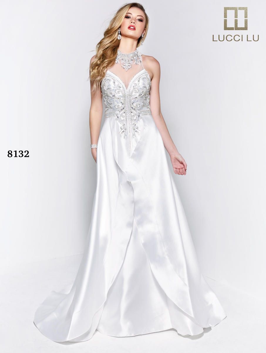 Style 8132 Lucci Lu White Size 4 Prom Overskirt Ball gown on Queenly