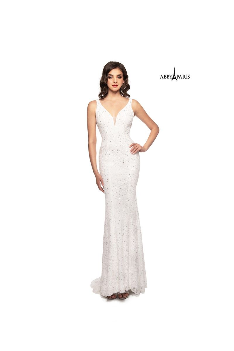 Style 95130 Lucci Lu Size 0 Lace White Mermaid Dress on Queenly