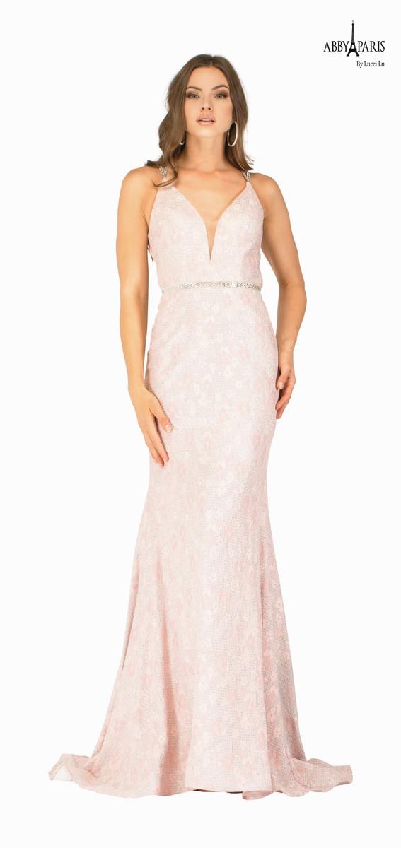Style 90055 Lucci Lu Size 0 Prom Lace Light Pink Floor Length Maxi on Queenly