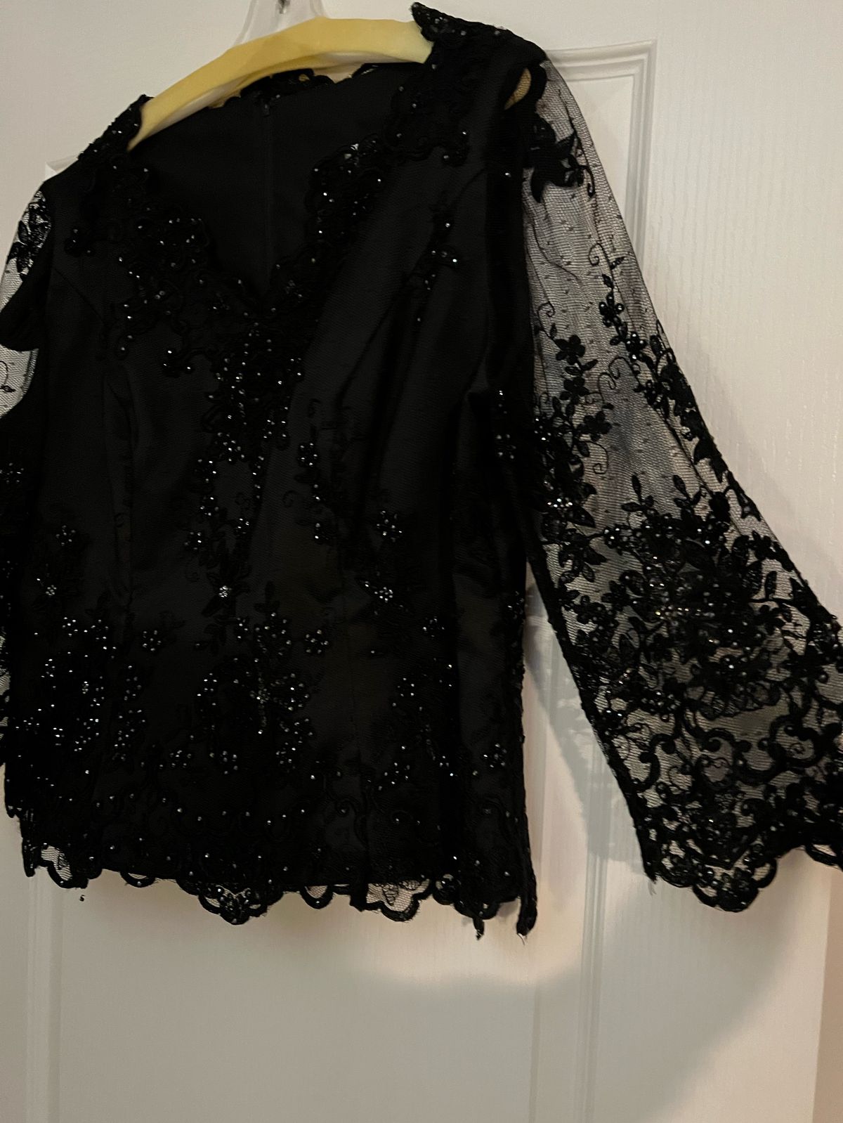 Plus Size 18 Plunge Lace Black Dress With Train on Queenly