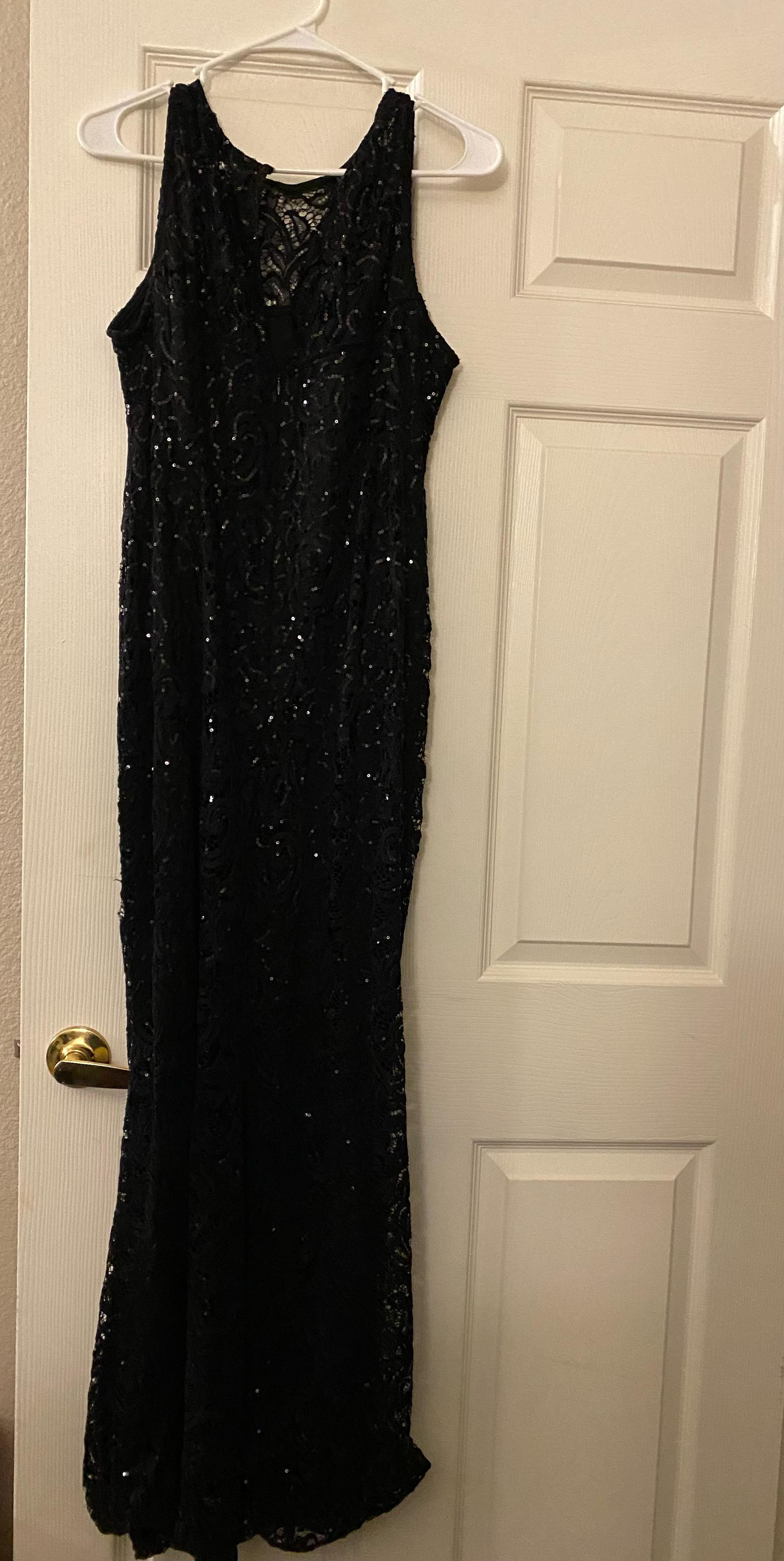 Marina Size 14 Lace Black Floor Length Maxi on Queenly