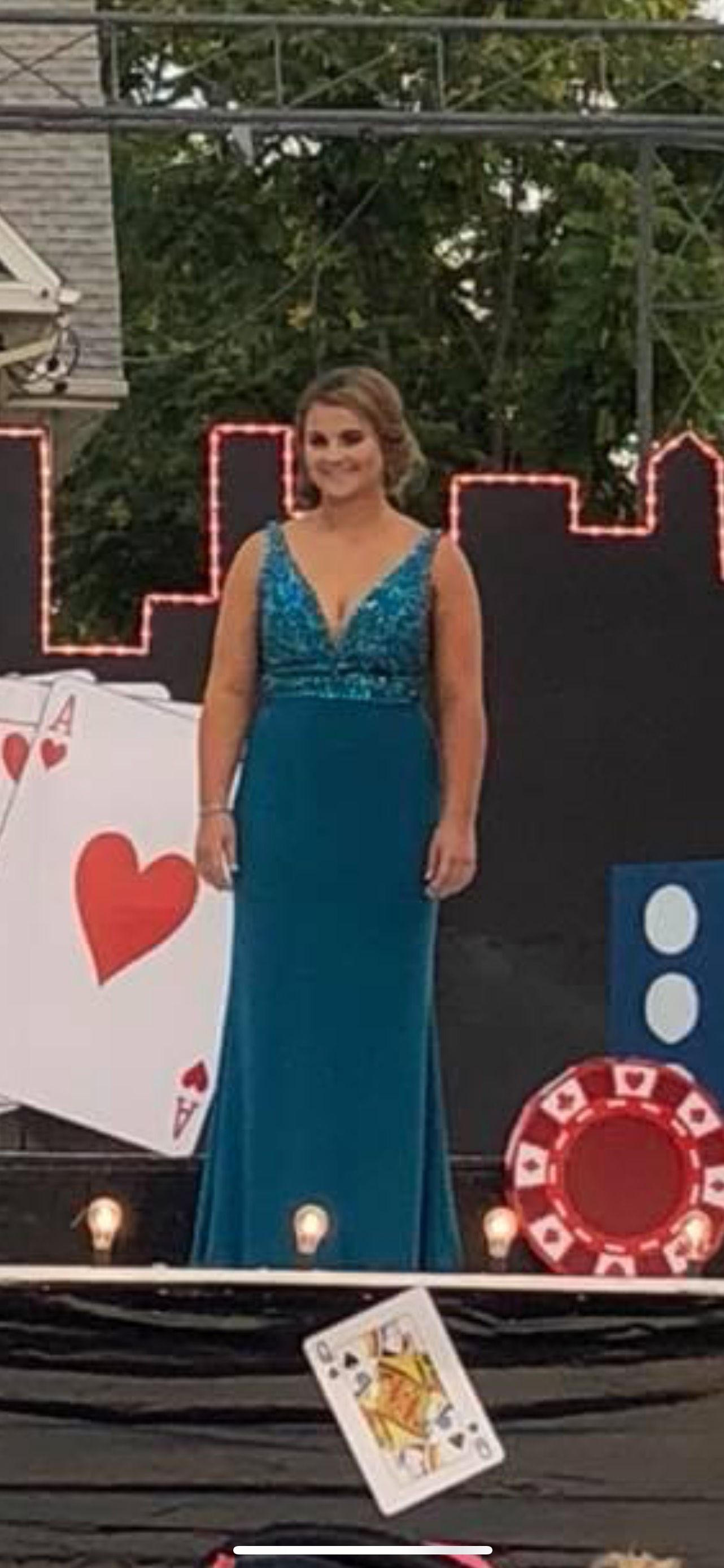 Sherri Hill Size 8 Prom Sheer Blue Mermaid Dress on Queenly