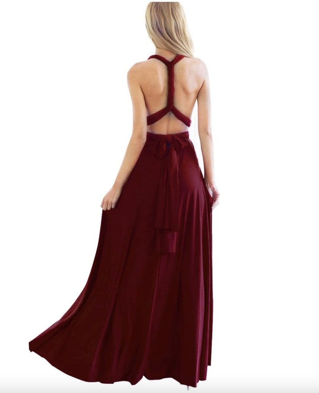 Style B073CGBPLG IWEMEK Size 2 Bridesmaid Burgundy Red Floor Length Maxi on Queenly