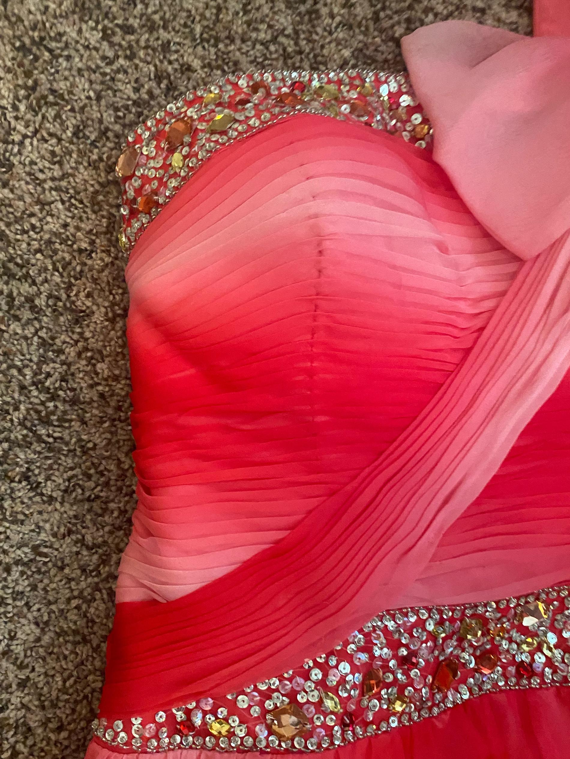 Tony Bowls Size 2 Prom One Shoulder Sequined Hot Pink Ball Gown on Queenly