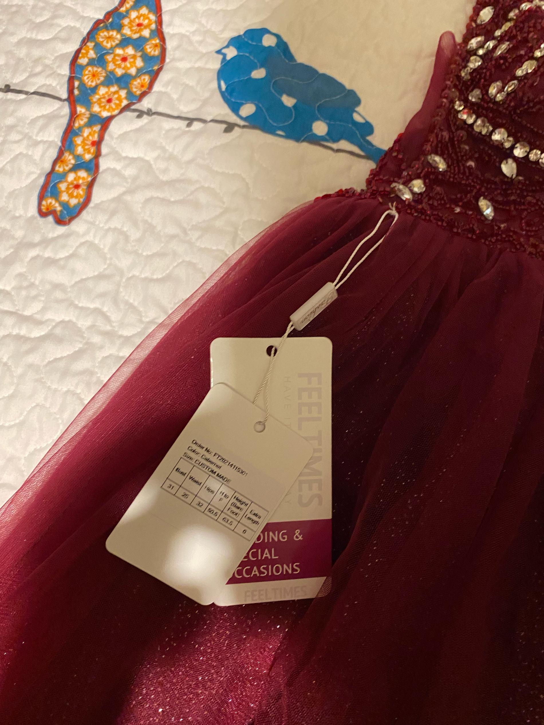 Size 4 Prom Sequined Burgundy Red Floor Length Maxi on Queenly
