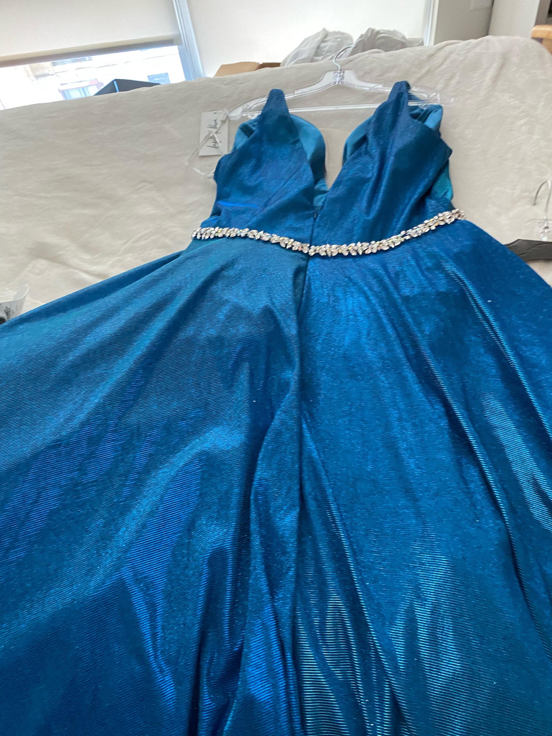 Angela and Alison Plus Size 18 Pageant Blue Dress With Train on Queenly