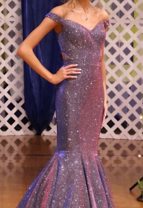 Size 00 Prom Sequined Purple Mermaid Dress on Queenly