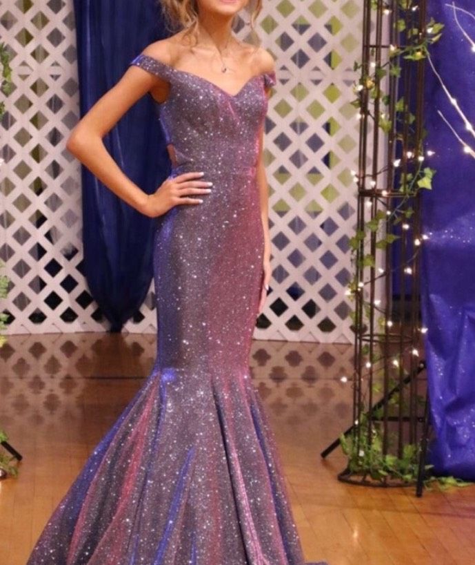 Size 00 Prom Sequined Purple Mermaid Dress on Queenly