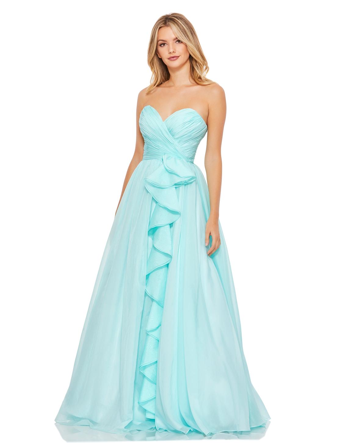 Style 49236 Mac Duggal Size 2 Strapless Blue Ball Gown on Queenly