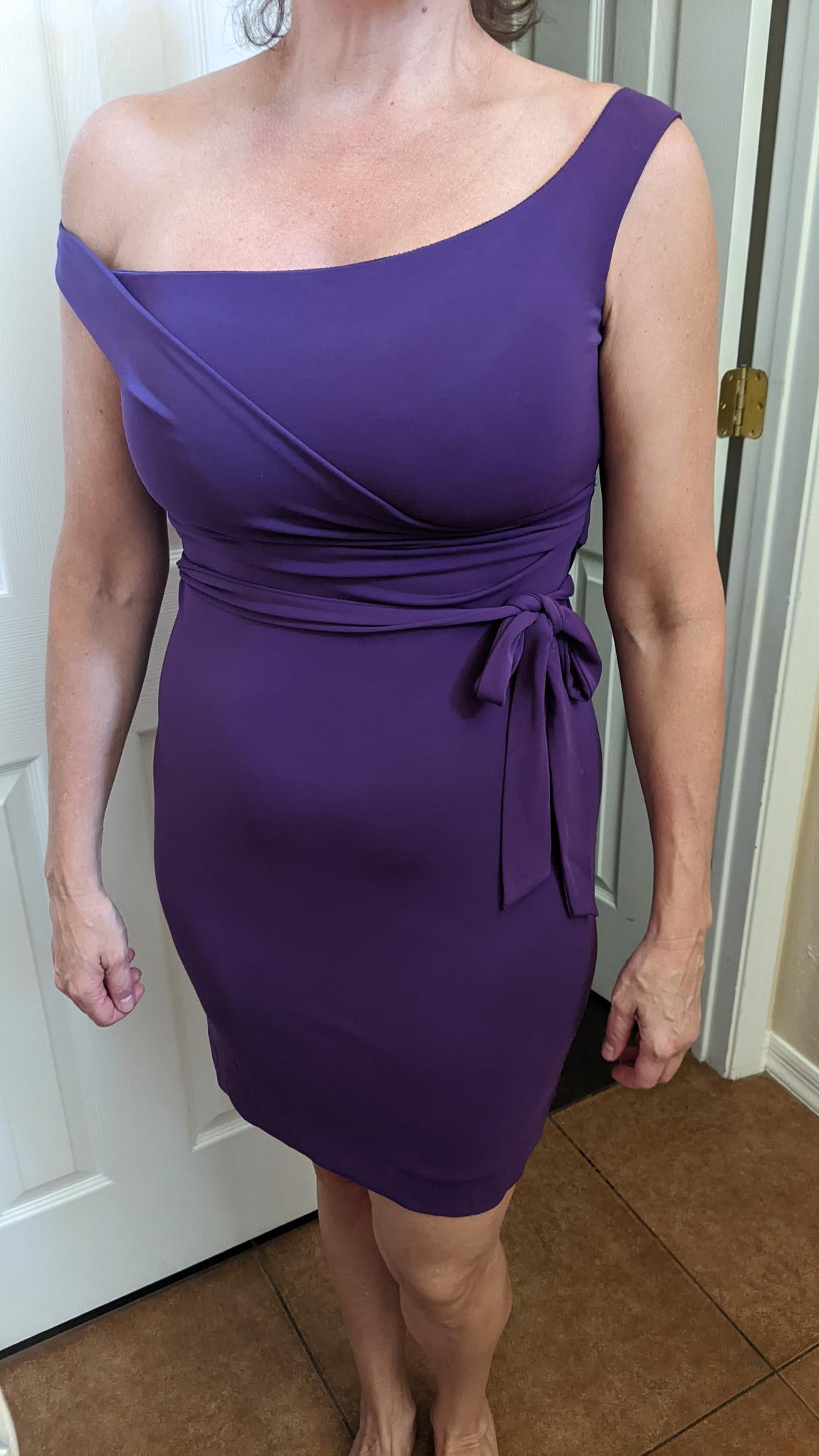 Nicole Miller Size 8 Off The Shoulder Purple Cocktail Dress on Queenly
