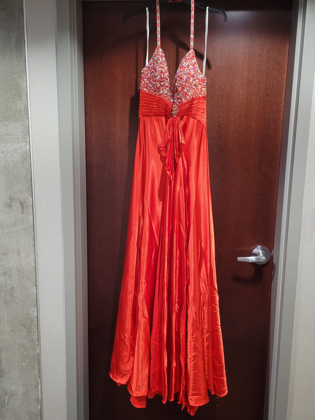 Style 16546 Tiffany Designs Size 8 Red Side Slit Dress on Queenly