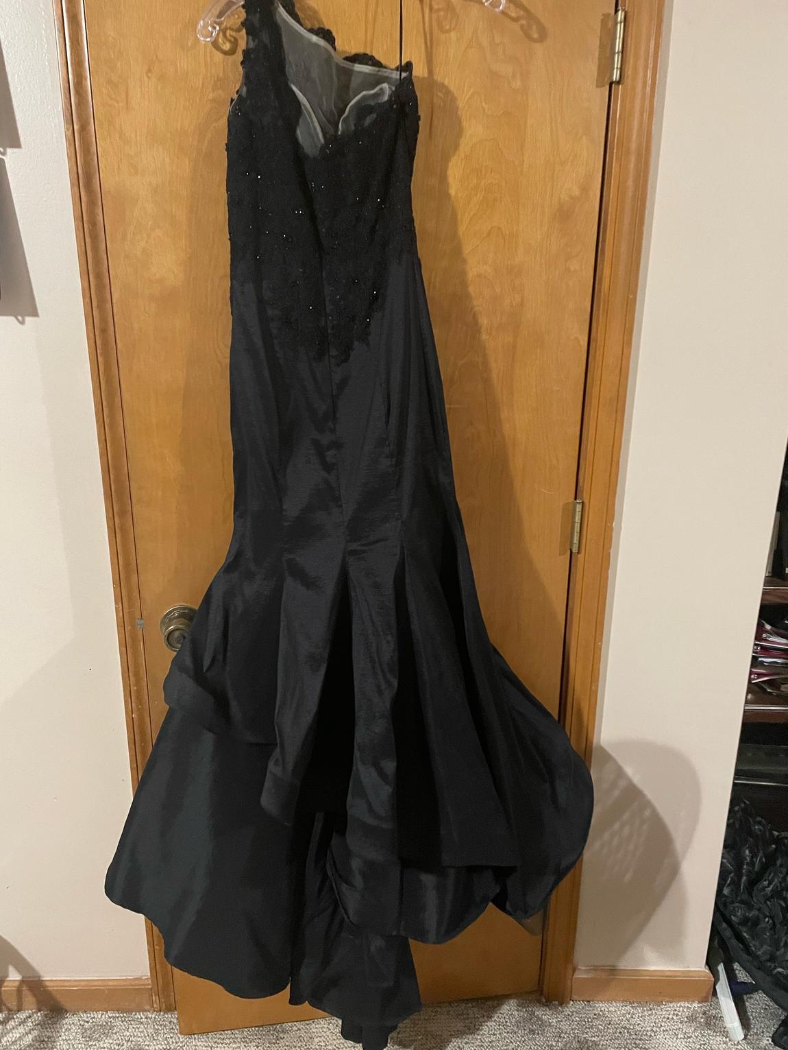 MoriLee Size 6 One Shoulder Black Mermaid Dress on Queenly