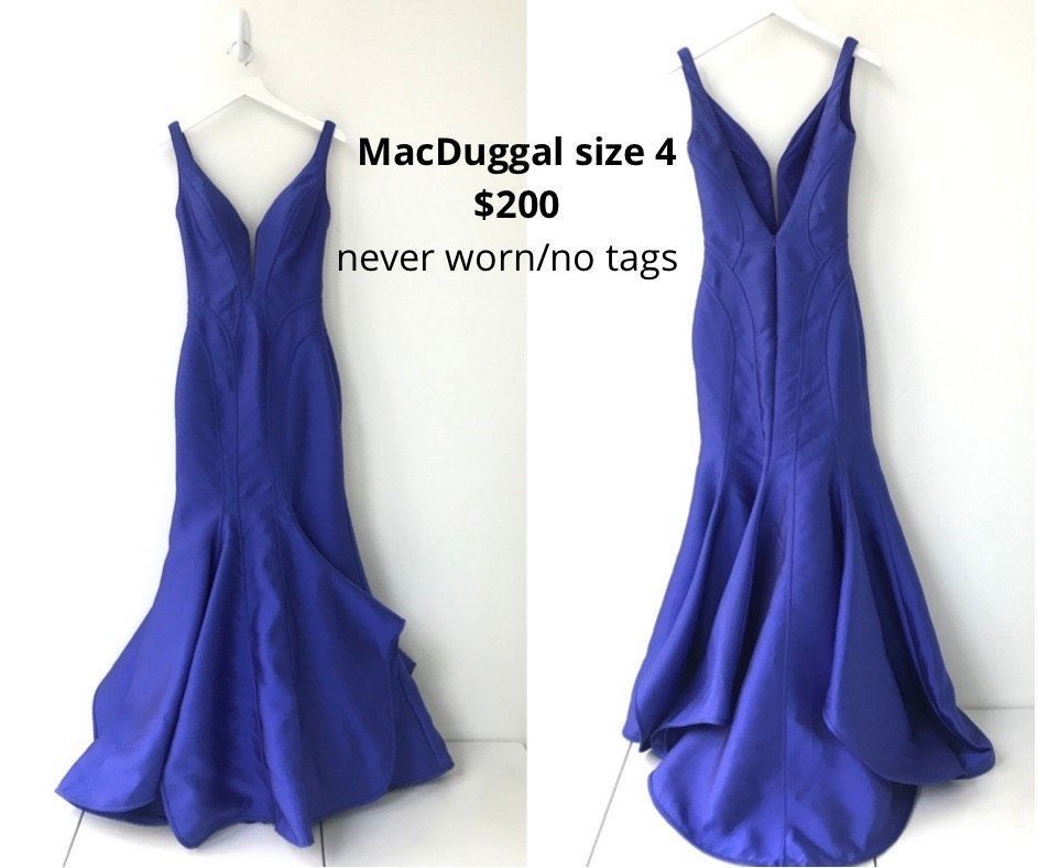 Mac Duggal Size 4 Prom Royal Blue A-line Dress on Queenly