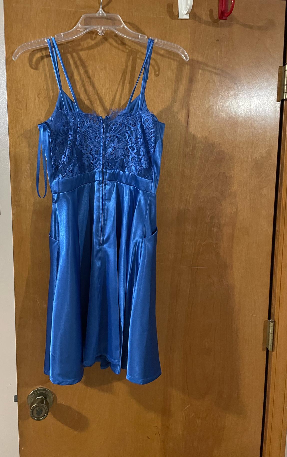 Size 4 Lace Blue A-line Dress on Queenly