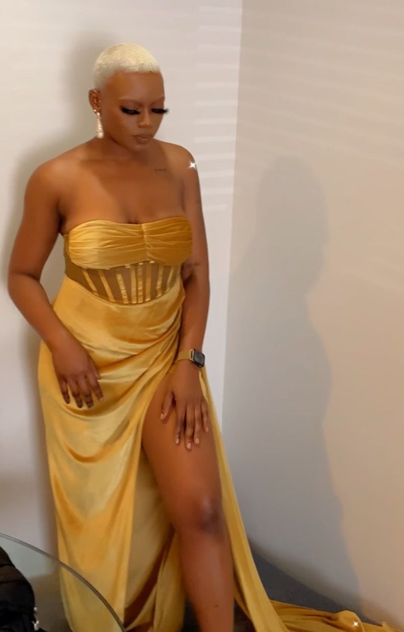 Size 8 Gold Side Slit Dress on Queenly