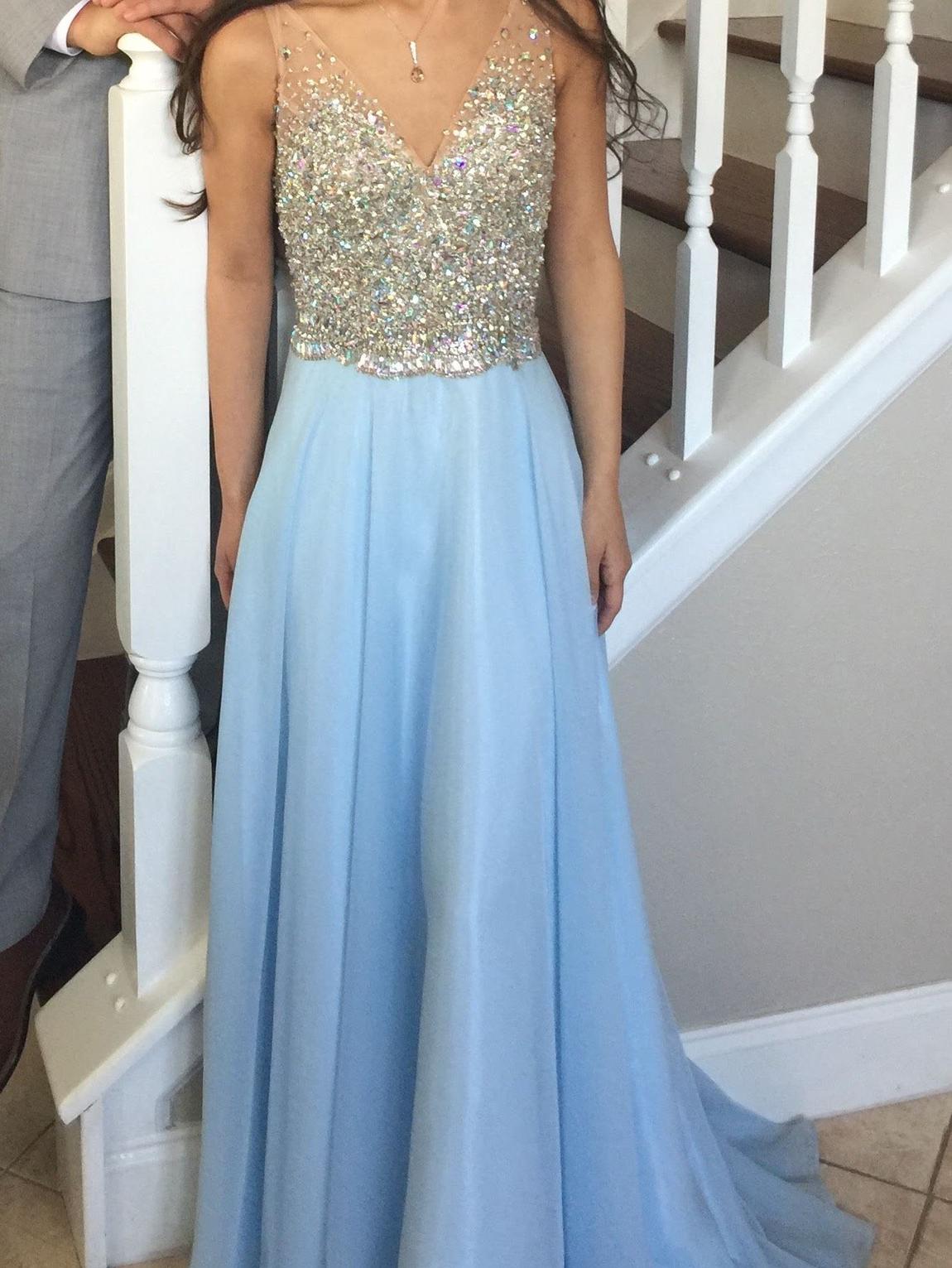 Size 0 Prom Light Blue A-line Dress on Queenly