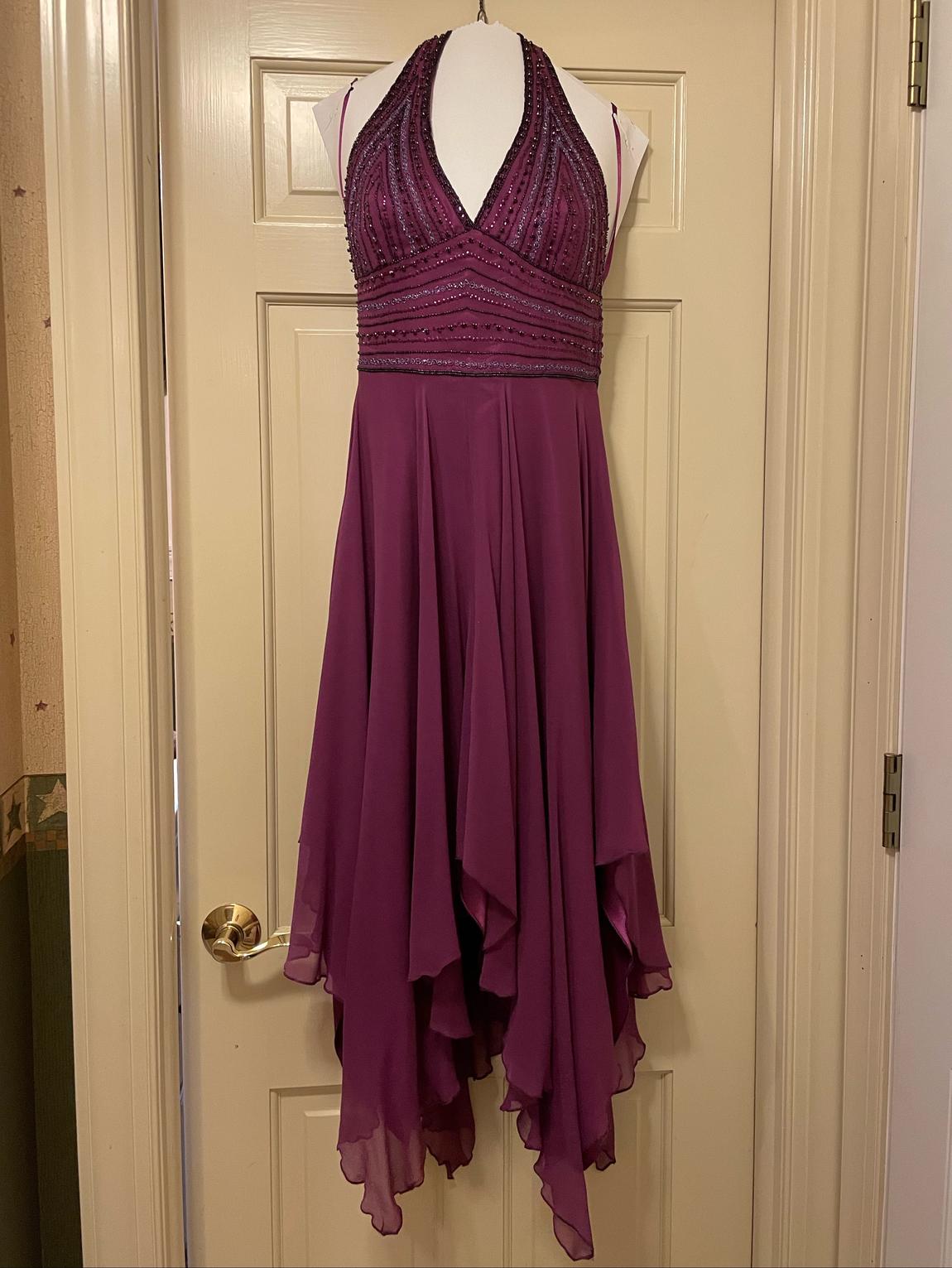 Size 6 Halter Purple A-line Dress on Queenly