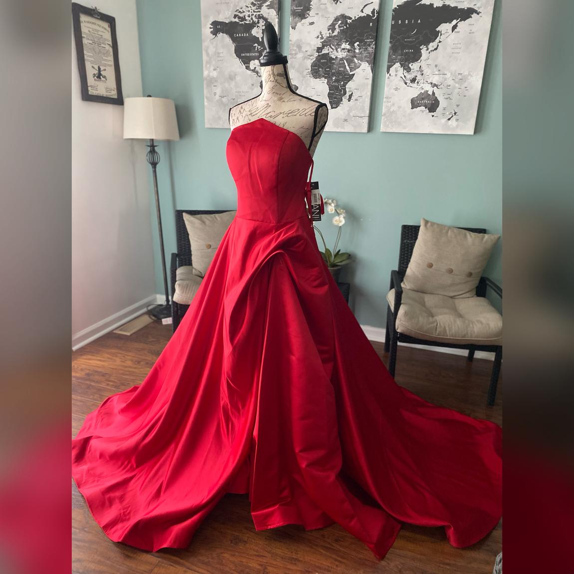 Jovani Size 12 Prom Off The Shoulder Red Ball Gown on Queenly