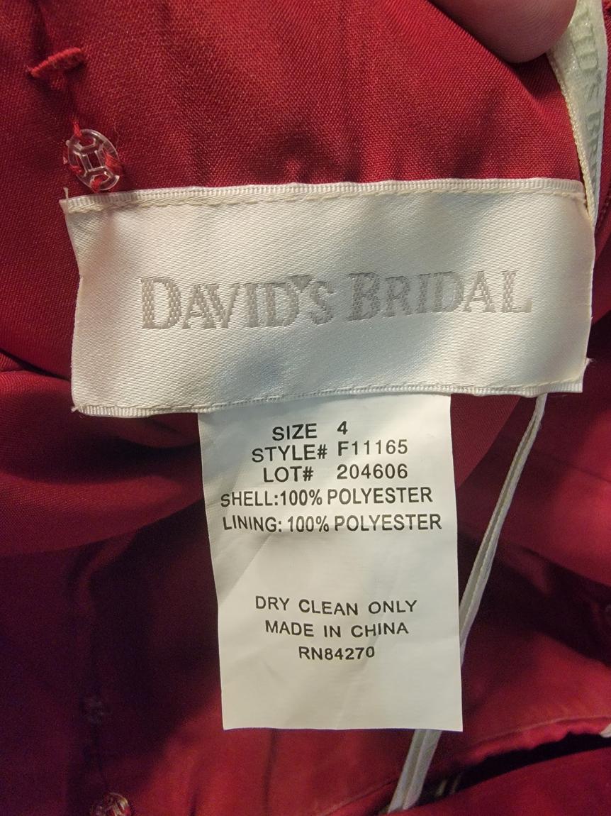 David's Bridal Size 4 Bridesmaid Red A-line Dress on Queenly
