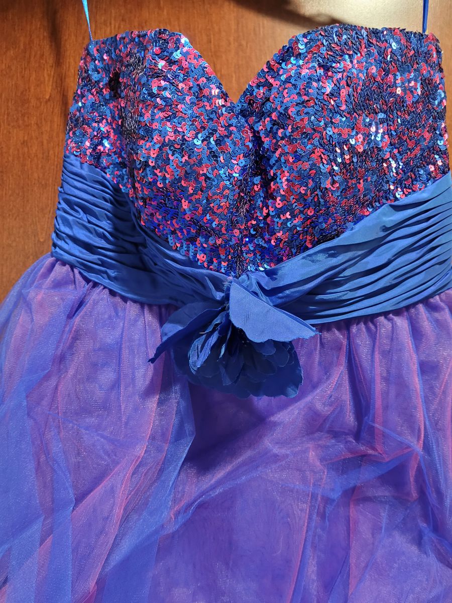 Style  A135 Aspeed Prom Size 4 Floral Royal Blue Cocktail Dress on Queenly
