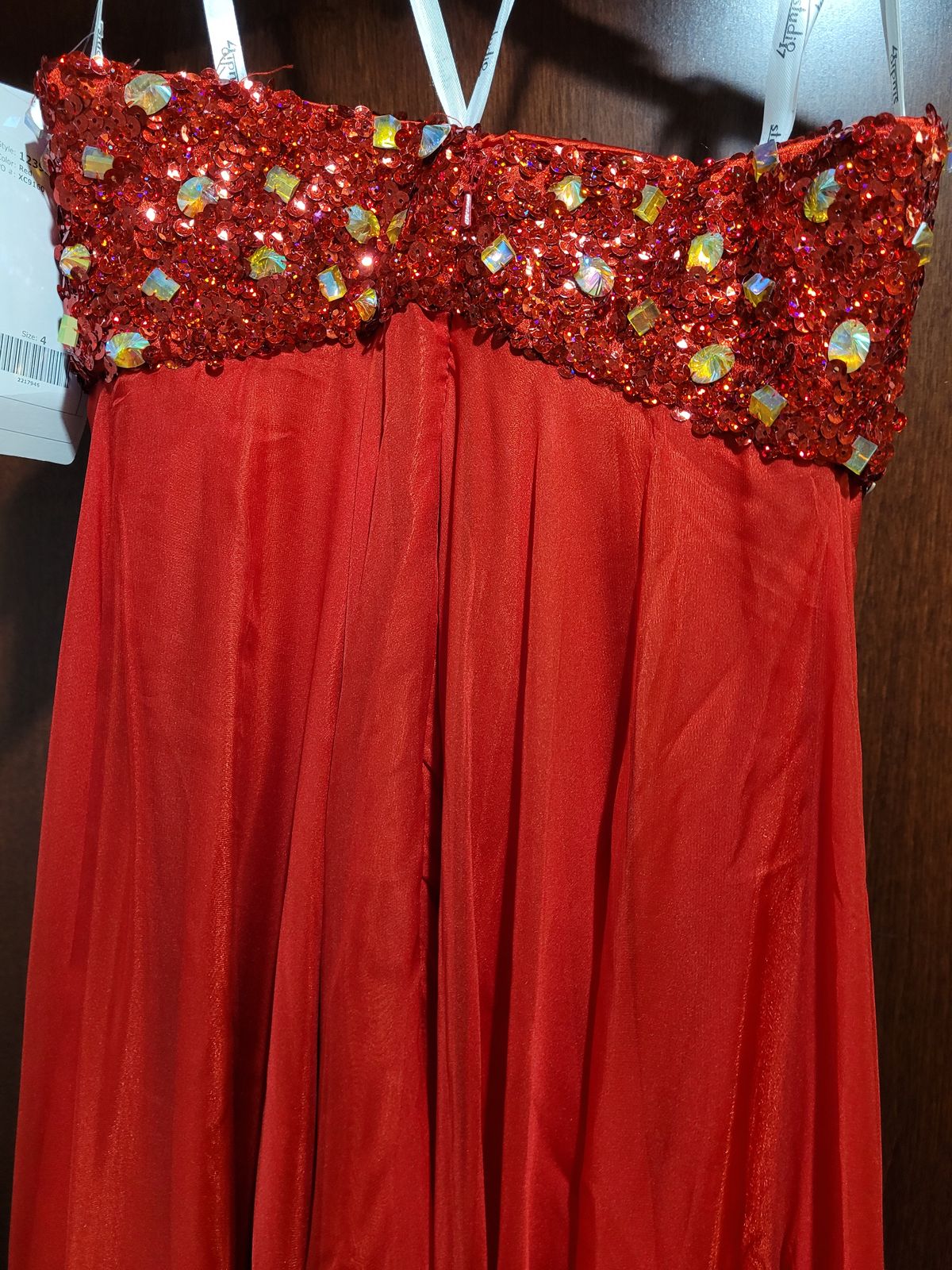 Style 12395 Studio 17 Size 4 Red A-line Dress on Queenly