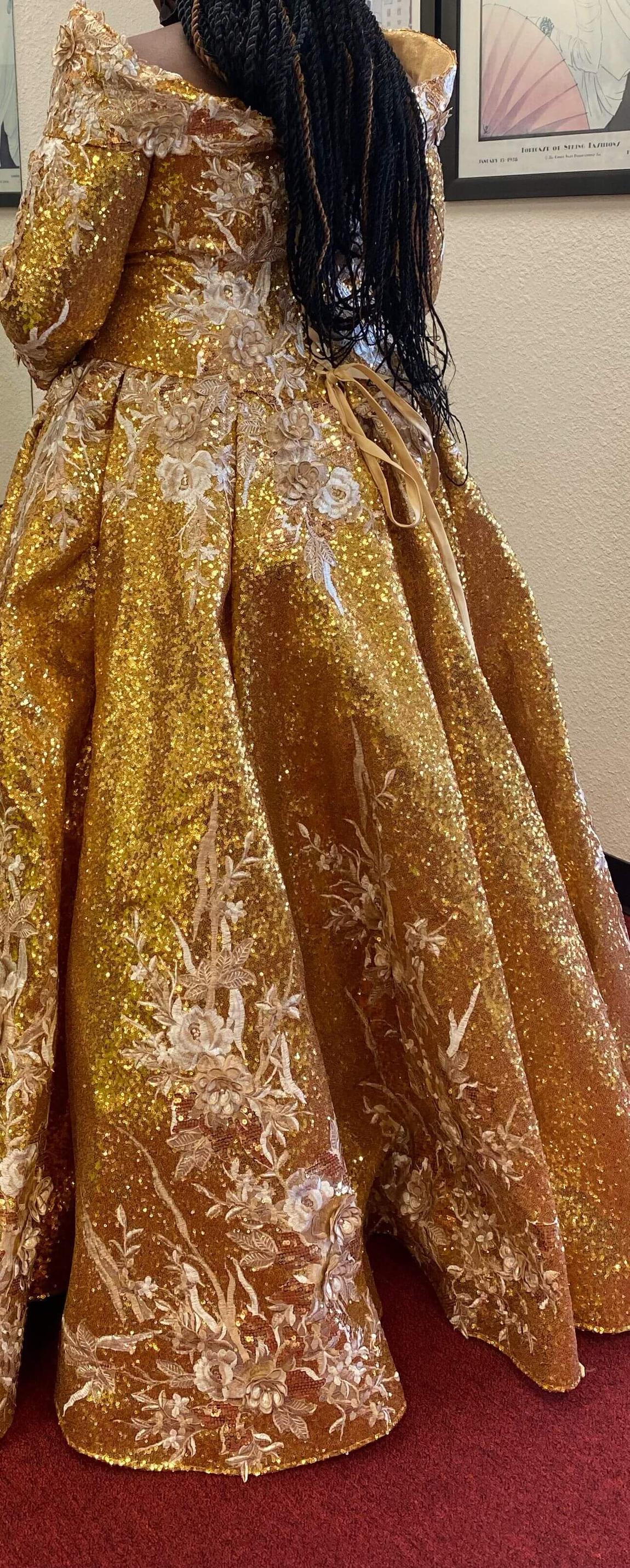 Viniodress Plus Size 20 Prom Sequined Gold Ball Gown on Queenly