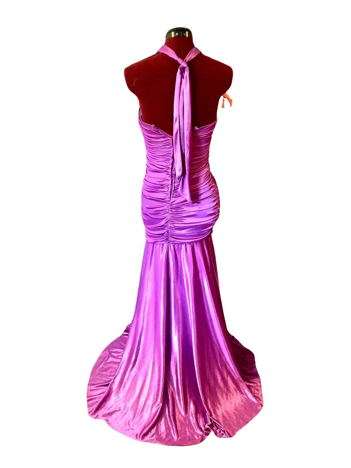 B. Darlin Size 2 Prom Halter Satin Purple Mermaid Dress on Queenly